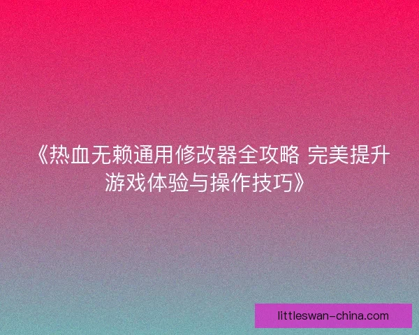 《热血无赖通用修改器全攻略 完美提升游戏体验与操作技巧》